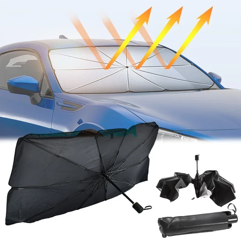 Windshield Sun Shade - แผ่นบังแดดกระจกรถยนต์, ร่มบังแดดแบบพับได้/ผ้าคลุมสำหรับรถยนต์ส่วนใหญ่ แผ่นบังแดดสะท้อนแสงสำหรับกระจกหน้ารถ