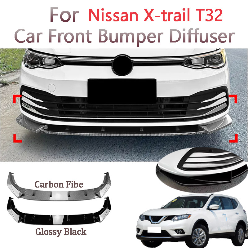 Car Accessories Nissan Xtrail - ใหม่รถกลอสสีดําด้านหน้ากันชนลิปสปอยเลอร์Splitter Body KitสําหรับNissan X-Trail T32 2013-2020