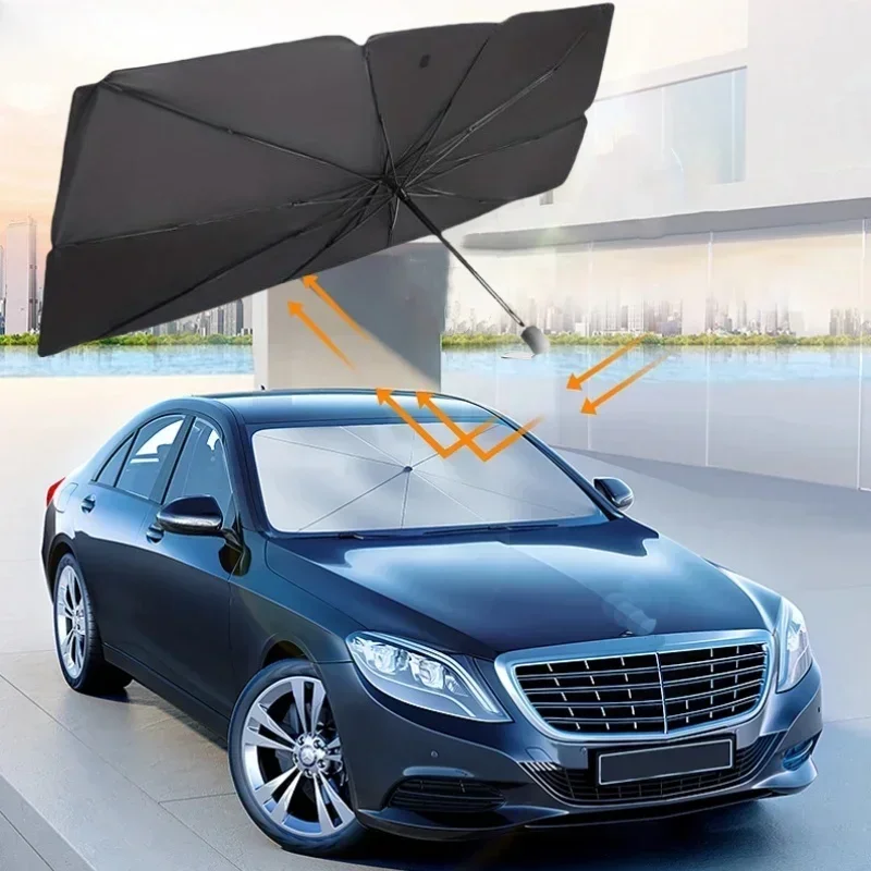 Windshield Sun Shade - ม่านบังแดดรถยนต์, อุปกรณ์เสริมในรถยนต์ ม่านบังแดดกระจกหน้ารถ, ม่านบังแดดกระจกหน้ารถแบบร่ม, ป้องกันรังสียูวีและกันความร้อนจากแสงแดด