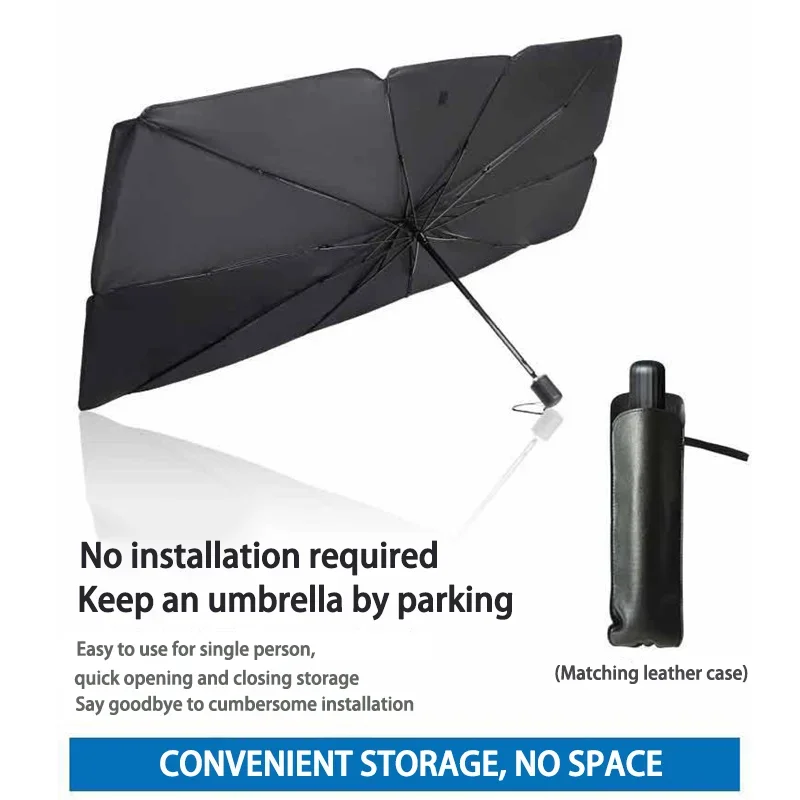 Windshield Sun Shade - แผ่นบังแดดหน้ารถแบบพับได้ ป้องกันรังสียูวี สำหรับกระจกหน้ารถ อุปกรณ์ตกแต่งรถยนต์