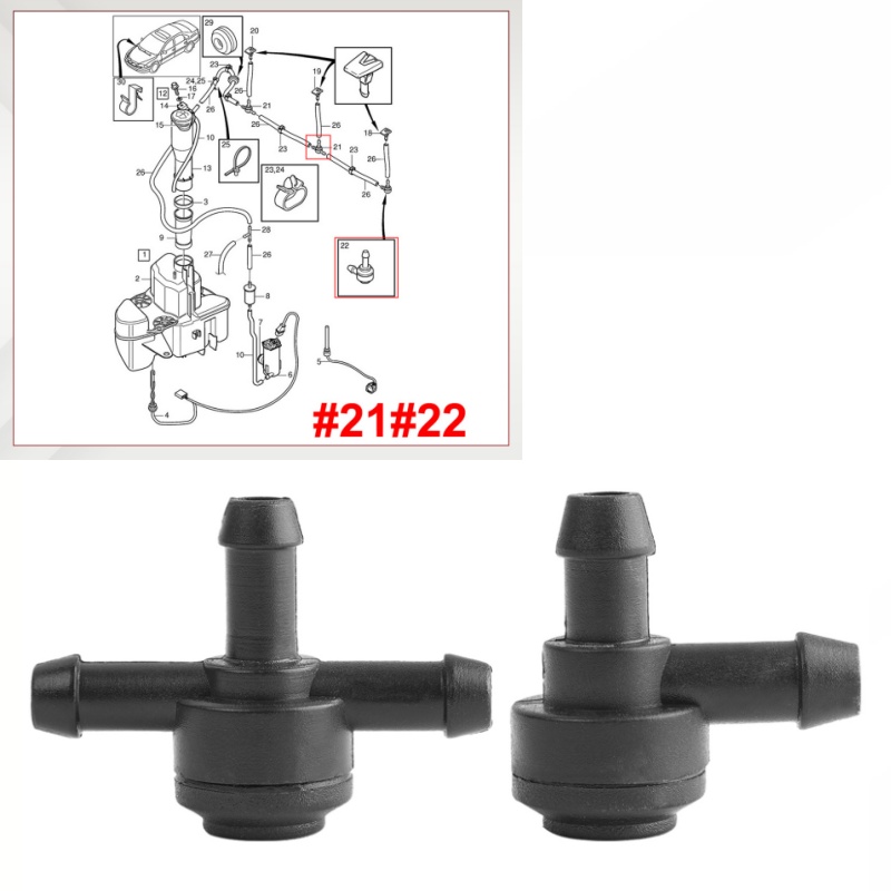Car Accessories Uk - วาล์วฉีดน้ำล้างกระจกหน้ารถยนต์แบบ T L จำนวน 2 ชิ้น