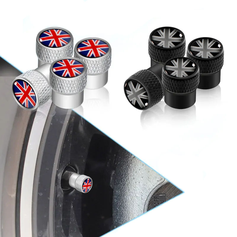 Car Accessories Uk - 4 ชิ้น/เซ็ต UK รถป้ายโลหะล้อยางวาล์ว Caps ยางฝุ่น