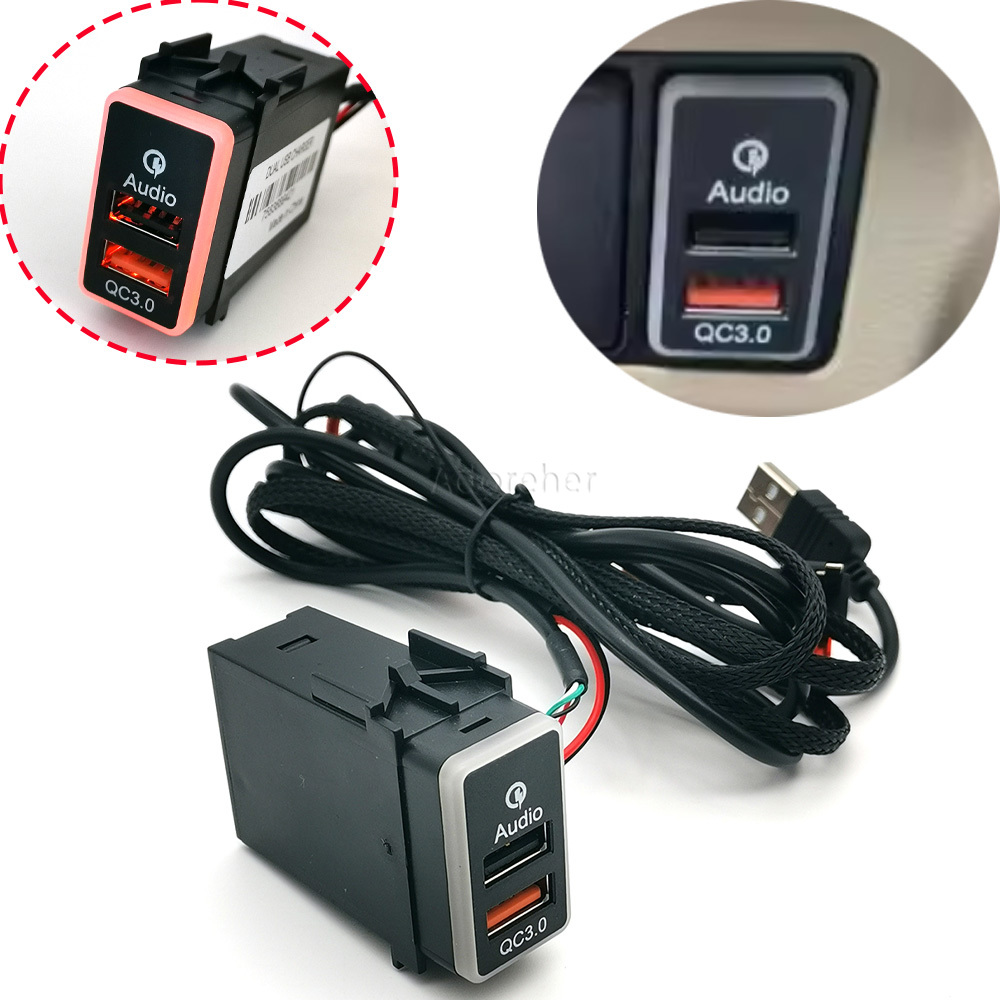 Car Accessories Nissan Xtrail - 12V/24V รถ QC3.0 USB อินพุตอะแดปเตอร์เครื่องชาร์จคู่เสียง U-disk