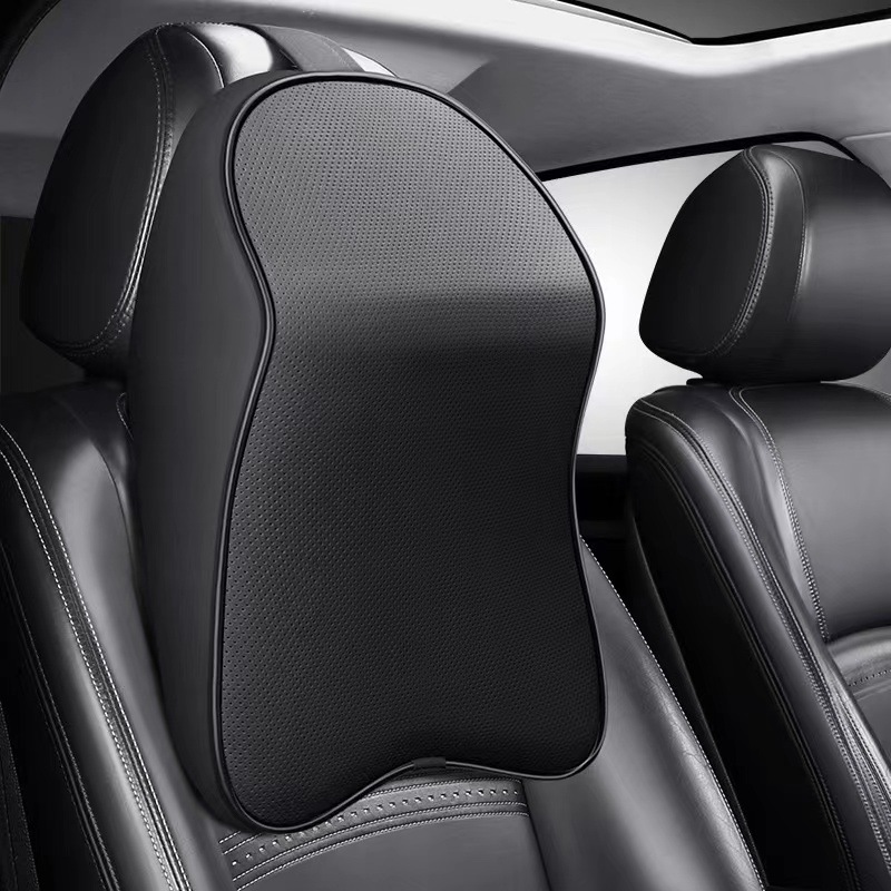 Car Accessories Nearby - 3D Nappa หนังหน่วยความจําโฟม Headrest รถคอหมอนสนับสนุนคอ REST
