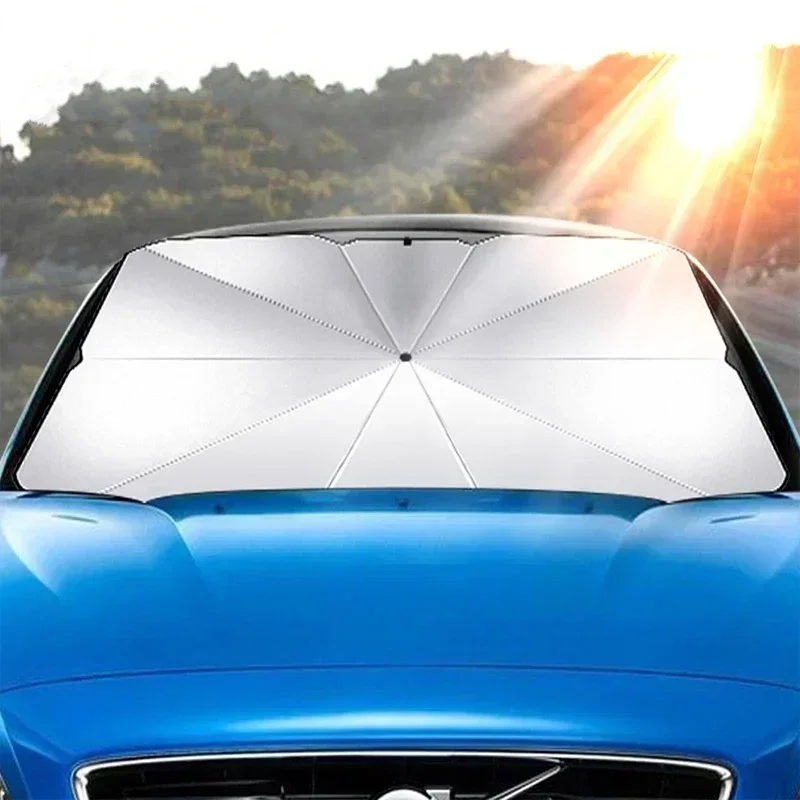 Windshield Sun Shade - แผ่นบังแดดในรถยนต์แบบพกพา สำหรับกระจกหน้ารถ ป้องกันรังสียูวี ป้องกันความร้อน ป้องกันแสงแดด ป้องกันรังสียูวี
