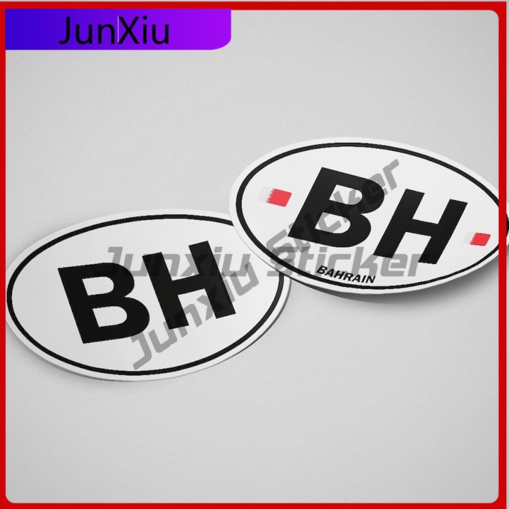 Car Accessories Bahrain - สติกเกอร์ธงชาติบาห์เรน รูปวงรี สีขาวและสีดำ ประเทศ บาห์เรน ตลก
