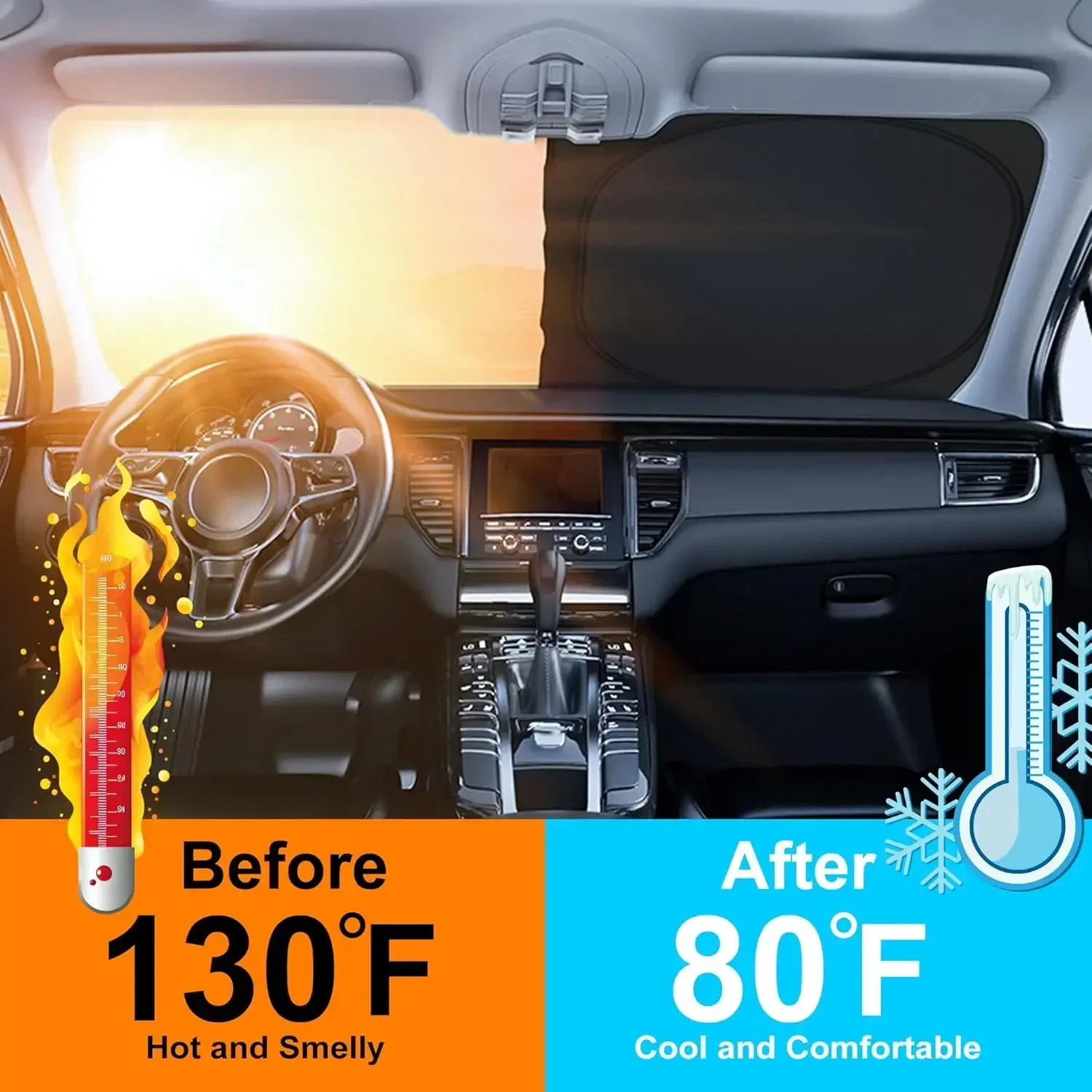 ที่บังแดดหน้ารถสำหรับฤดูร้อนแบ - Windshield Sun Shade บทวิจารณ์และราคา