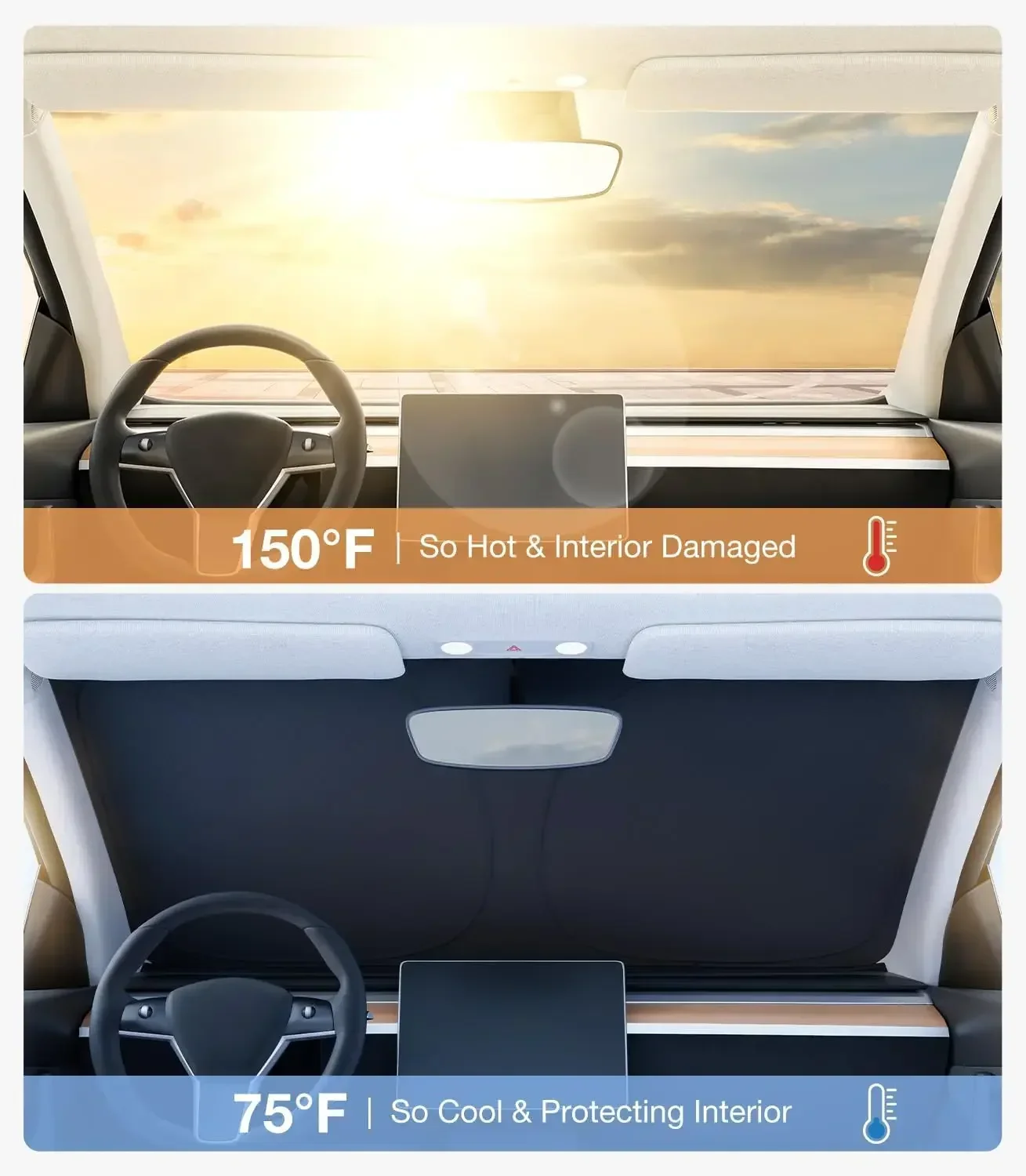 สำหรับเทสลารุ่น Y จูนิเปอร์ ผ้ - Windshield Sun Shade บทวิจารณ์และราคา